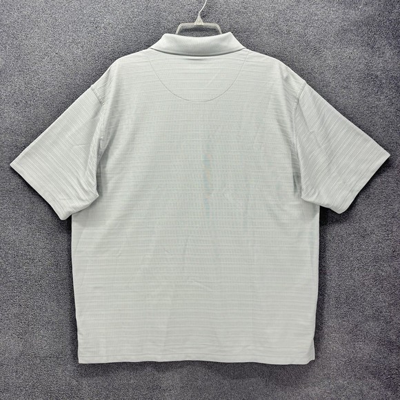 Pga Tour Polo Shirt Mens Size XXL Light Gray Stripe Golf Henley Short Sleeve - Picture 2 of 11